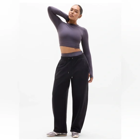Nwt athleta Simone biles forever fleece mid rise barrel pant small tall black - Picture 2 of 12